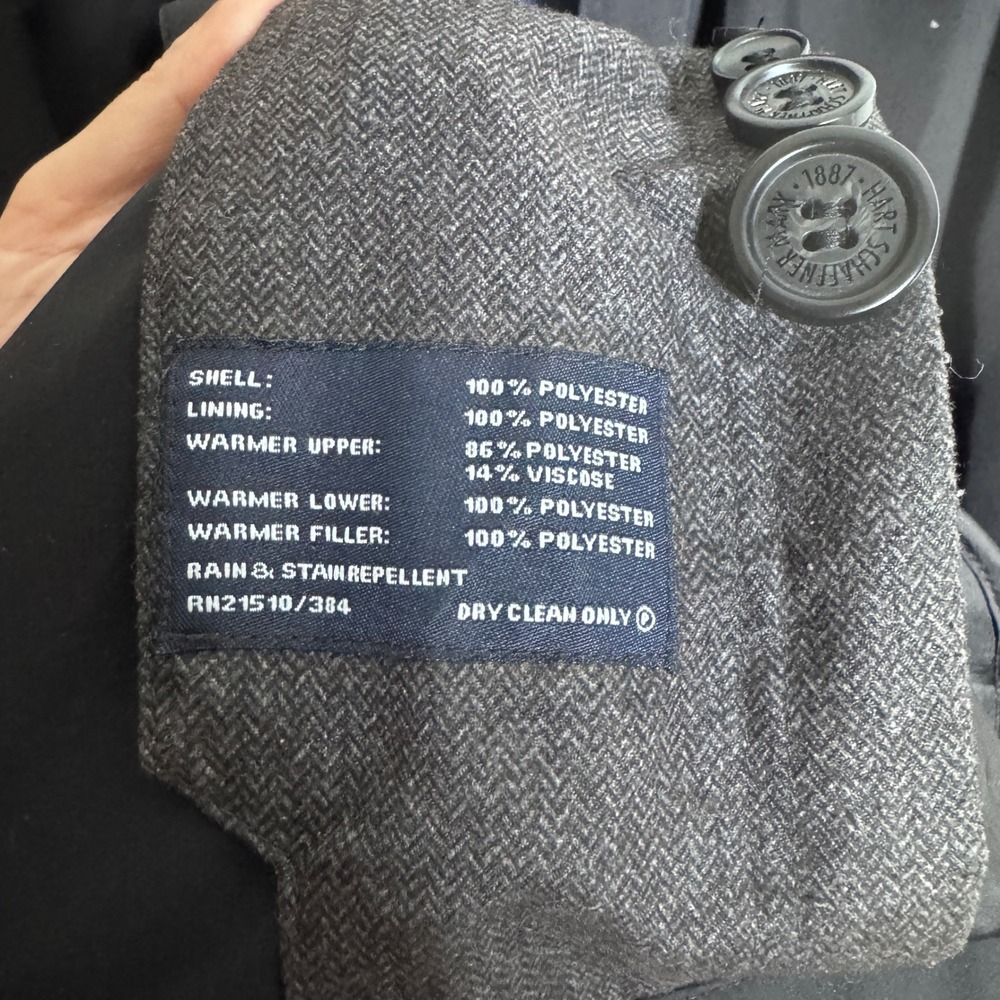 Hart Schaffner Marx Car Coat Mens L Black Solid Rain Stain Repellent Jacket - Picture 4 of 7